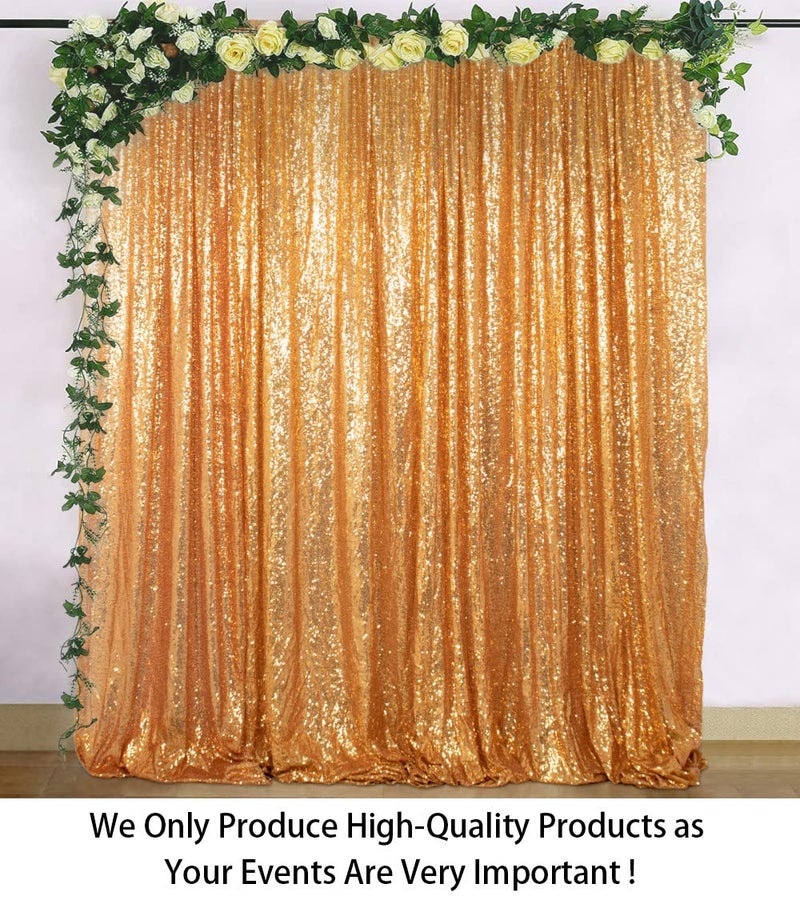 ShinyBeauty Gold Sequin Backdrop Curtain | 2 Panels 5FTx10FT Glitter Wedding Photography Background | Elegant Shimmer Curtains for Parties & Events Fabric Backdrops - Image 2